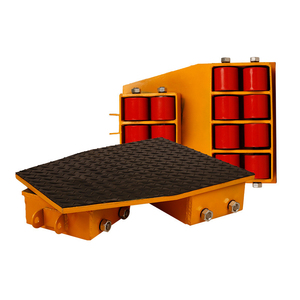 Chariot de manutention robuste pour machines lourdes avec roulettes rouges et base orange – Équipement logistique - Product Image 1