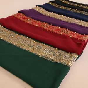 2022 Hijab New Design Chiffon Lace Edg Muslim Hijabcaps in Mixed Patterns Underscarf Women Long 7 Days 8 Colors 10pcs Wholesale