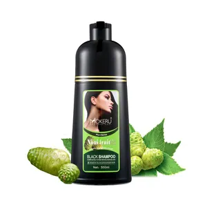 Etiqueta privada 500ml Noni champú para teñir el cabello uso en el hogar orgánico Herbal Black Hair Coloring Shampoo cover white hair