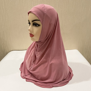 メーカーソリッドカラー7-12歳女の子インスタントプレーンHijabボンネットイスラムイスラム教徒の子供Hijabスカーフ子供サリー - Product Image 1