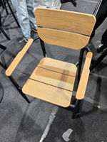 Chaise de restaurant d'extérieur Lifepursue en aluminium avec cadre en aluminium, pour café et salle à manger, avec accoudoirs et dossier à lattes