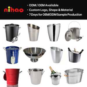 NIHAO - Cubitera Grande para Champán con Logotipo Personalizado, Enfriador de Botellas de Cerveza y Vino de Acero Inoxidable, Cubitera Dorada para Fiestas en Casa o Bares - Product Image 4