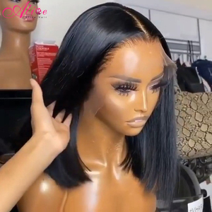 Ngắn <span class=keywords><strong>Bob</strong></span> Ren Phía Trước Tóc Giả Tóc Con Người Mới Đến Giữa Phần 8 Inch Tóc Giả Tóc Cho Phụ Nữ Da Đen Mặc Mượt Thẳng Dệt - Product Image 1