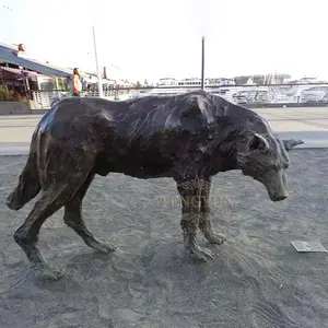 Hot Sale Roaring Bronze Wolf Sculpture Brass Animal Statue For Garden Decoration