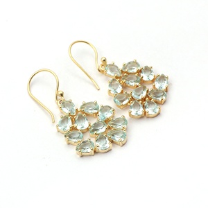 ต่างหูตะขอบุษราคัมสำหรับผู้หญิง,ต่างหูแฟชั่นทำมืออัญมณีชุบทองเครื่องประดับอัญมณีทำมือสำหรับผู้หญิง - Product Image 3