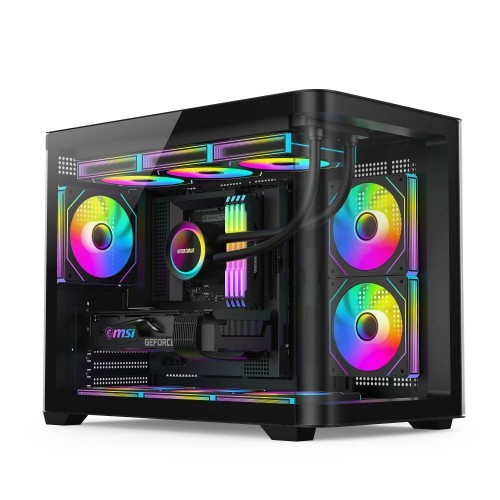 M-ATX Curved Glass Gaming Case Support BTF 360 WC Type_C GPU up 400