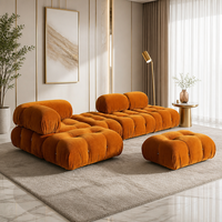 Canapé modulaire de luxe YUANCHANG à combiner librement, en tissu noir avec pieds en acier inoxydable titane, pour salon et projets hôteliers