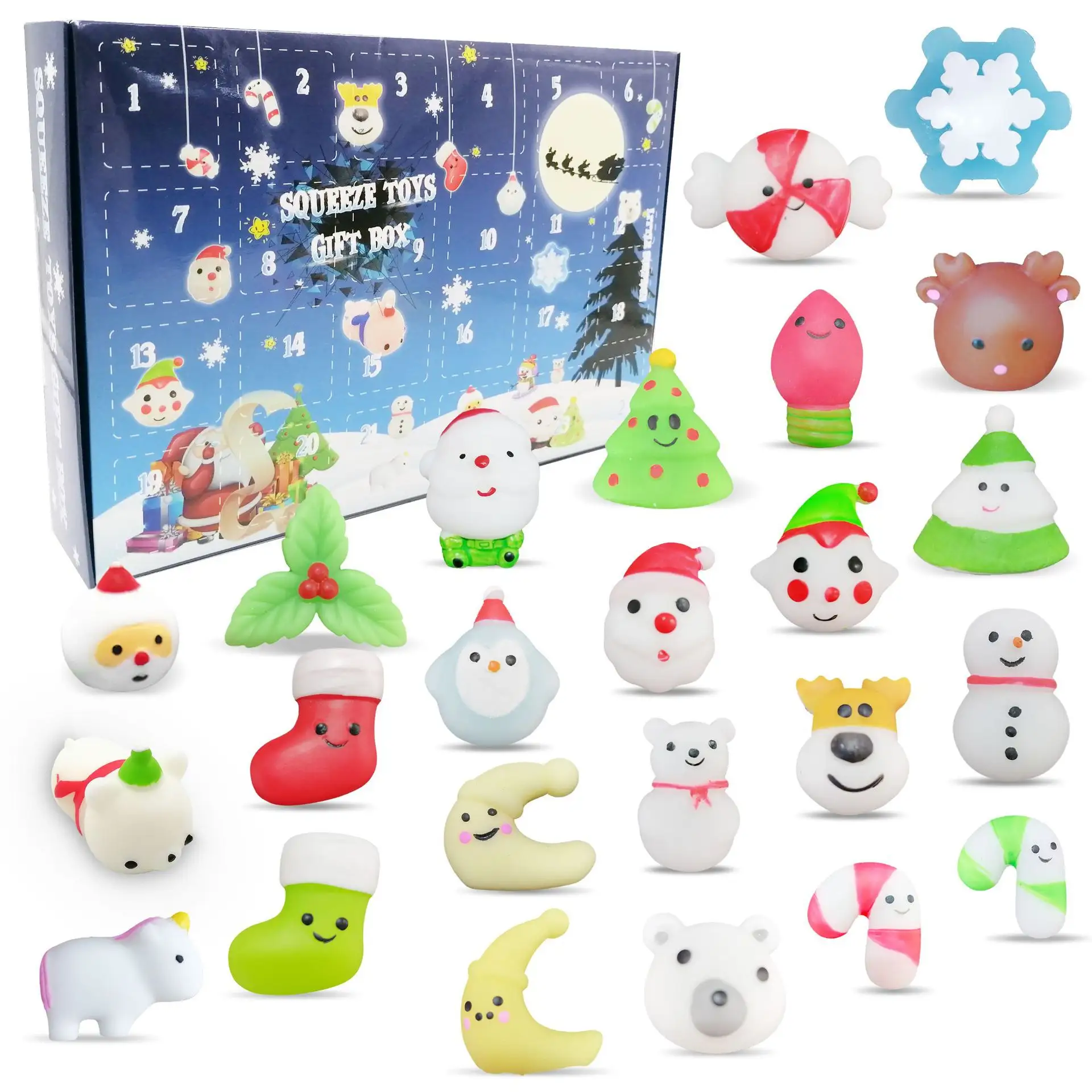 24pcs set Squishy Stress Blind Box fidget Toys Christmas Mochi Squeeze Mystery Box Decompression Toys New year gift