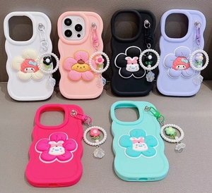 Baili เคสป้องกันโทรศัพท์มือถือขอบคลื่นสีมาการองสำหรับ OPPO A7 <span class=keywords><strong>RENO5</strong></span> realme C55 C53พร้อมเครื่องประดับจี้ดอกไม้ - Product Image 1
