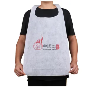 Custom Wholesale Disposable Lobster Restaurant Apron Hot Pot Non Woven Adult Bibs For Mess-Free Eating