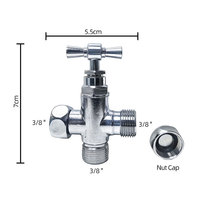 Raccord en T en laiton anti-fuite pour bidet, vanne de distribution d'eau à compression 3/8 po pour bricolage salle de bain