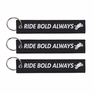 Porte-clés automobile tissé à motif textuel double face, certifié usine, pour voiture de course, avec logo brodé personnalisé, également adapté aux motos - Product Image 3
