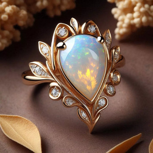 Elegante Anello a Goccia con Foglia, Design Grano Fresco, Gioielli Moda Donna, Uso Quotidiano, Regalo Chic - Product Image 1