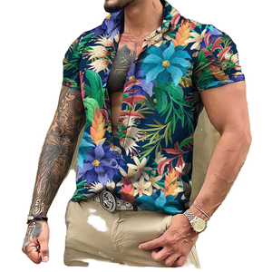 ใหม่<span class=keywords><strong>เสื้อ</strong></span>ฮาวายแบบข้ามพรมแดนระบายอากาศ3D พิมพ์ดิจิตอล<span class=keywords><strong>ลาย</strong></span>หญ้า<span class=keywords><strong>ดอก</strong></span>ไม้แขนสั้นเปิดปกหลวมสบายๆ - Product Image 1