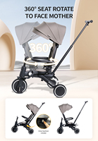 Tricycle bébé réversible 8 en 1 avec siège rotatif à 360°, poussette-tricycle pour tout-petits, voyages en plein air, OEM ODM