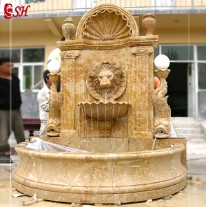 Ngoài trời Vườn tay khắc vuông đá cẩm thạch đài phun nước với sư tử đầu bức tượng - Product Image 6