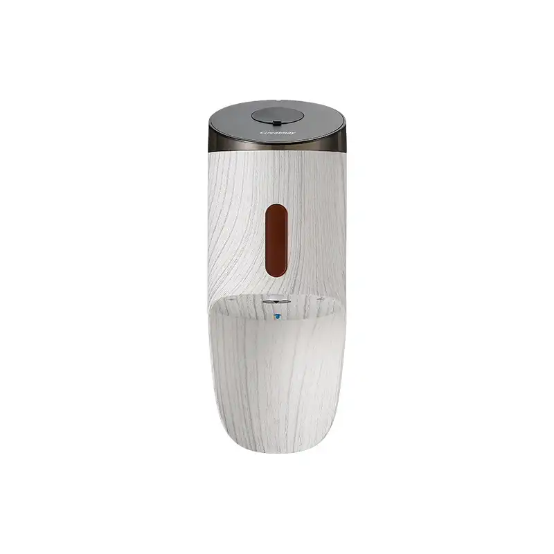 Sensor Infrared Hand Soap Dispenser Automatic Liquid Soap Dispenser White Wooden Surface