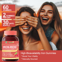 Gummies Riches en Fer Multivitamines pour l'Estomac Folate Vitamine C Zinc Complexe B Vitamine B6 Vitamine B12 Saveur Énergie Immunité Antioxydant