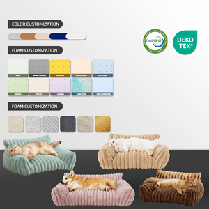 고밀도 정형외과 메모리폼 코듀로이 반려견 침대 방수 커버 분리형 애견 소파 - Product Image 3
