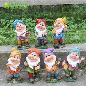 Statua Decorativa <span class=keywords><strong>da</strong></span> <span class=keywords><strong>Giardino</strong></span> in Vetroresina di Biancaneve e i Sette Nani, Design in Resina Fatto a Mano per Uso Esterno e Domestico - Product Image 3