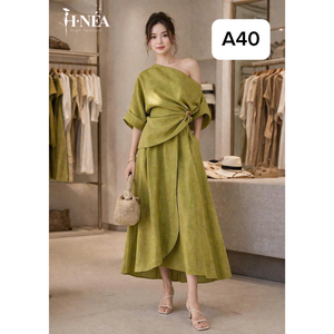 Robe chic style A-Line en lin premium du Vietnam pour soirée, fête, café et travail, tenue de bureau 80cm - Product Image 4