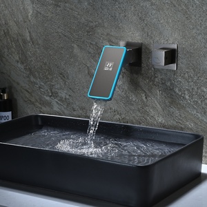 Sáng Tạo Trong Tường 2 Lỗ 180 Độ Xoay Lưu Vực Vòi Nước Tất Cả Các Đồng <span class=keywords><strong>LED</strong></span> Hiển Thị Kỹ Thuật Số Giấu Thác Mixer Vòi Nước - Product Image 2