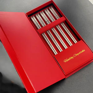 Palillos de Titanio Puro Redondos Antimoho Ligeros con Caja de Regalo para Viaje, Juego de 5 Pares - Product Image 3