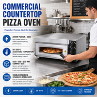 Four à pizza électrique de comptoir en acier inoxydable avec contrôle de la température pour restaurant, pizzeria, cuisine de restauration rapide