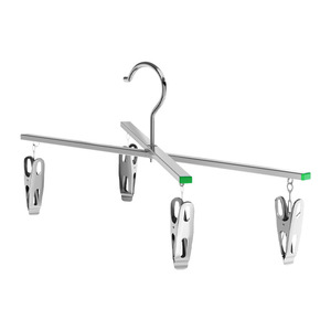 Cross Shaped Stainless Steel Trouser Hanger With 4 Clips Rust Resistant For Drying Underwear Socks Household Use - Product Image 1