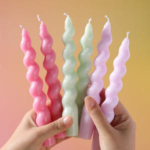 Bougie spirale sans fumée de 18 cm, style macaron, torsadée, longue, pour banquet, Diwali, fête festive, arrangement artisanal luxueux - Product Image 4