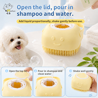 Cepillo de Baño de Silicona con Diseño de Dibujos Animados para Mascotas, Dispensador de Champú con Botón de Presión y Depósito de Agua, Herramienta de Masaje y Ducha para Perros