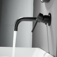 Robinet de lavabo mural monocommande de luxe moderne, encastré, en laiton avec cartouche céramique, mitigeur pour salle de bain