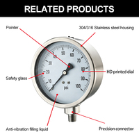 Lower Mount Stainless Steel 316L Bourdon Tube Shockproof Pressure Gauge Dual Scale 1.0%/1.6% Accuracy Custom Range ZHONG XIN