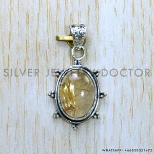 Naturalt Golden Rutile Gemstone 925 Sterling Silver Pendant Bulk Joyería al por mayor - Product Image 2