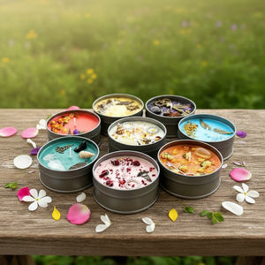 Bougies d'aromathérapie parfumées aux extraits botaniques, décoration de luxe pour la maison, faites à la main, en boîte métallique, parfum intense, élégance, senteur méditative, souvenir - Product Image 1