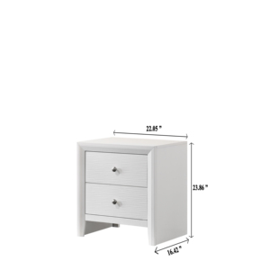 Modern 2-<b>Drawer</b> Nightstand White Finish Round Knobs Bedroom <b>Storage</b> <b>Drawer</b> Unit - Product Image 6