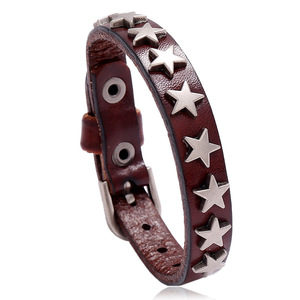 Pulsera Unisex de Cuero Genuino con Pentagrama 2026, Accesorio de Moda Hip-Hop para Club y <span class=keywords><strong>Baile</strong></span> Callejero - Product Image 6