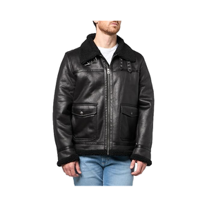 Mens Vintage Faux Leather Breathable <b>Jacket</b> <b>Lightweight</b> Knitted Turn Collar 4 Season Coat - Product Image 1