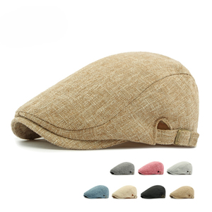 <span class=keywords><strong>Casquette</strong></span> plate ajustable en coton et lin pour hommes et femmes, style Ivy, mode estivale, béret, <span class=keywords><strong>casquette</strong></span> de chauffeur, <span class=keywords><strong>casquette</strong></span> de golf - Product Image 1