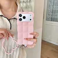 Coque de téléphone en silicone motif nuage mignon avec breloque nuage 3D et dragonne pour iPhone 17 18 Pro Max Série Macaron Souple Antichoc