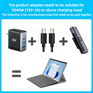 Für <span class=keywords><strong>Microsoft</strong></span> Surface Pro X 8 7 6 5 4 Go Book zu Typ-C PD Adapter Tablet Schnelllade-Stecker Konverter Magnetischer Ladeadapter - Product Image 4