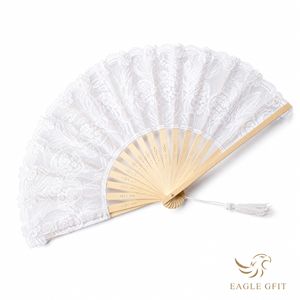 Abanico de 23 cm con Varillas de Bambú Clásicas Estampadas, Encaje Español Hecho a Mano, Diseño de Libélula, Arte Folclórico, Regalo Empresarial - Product Image 4