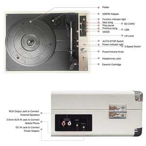 Factory Custom Portable Suitcase <b>Vinyl</b> Turntable Record Player 3 Speed BT USB Vintage Record Player with Built in Speakers Audio - Product Image 6