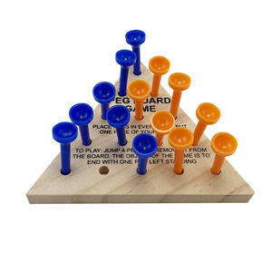 Solitaire Board Game, Jumping Marbles Peg Solitaire, with 33 Wooden Marbles, Built-in Storage Function, Puzzle Card Board Game for Adults and Children