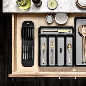 Repose-couteaux pour cuisines domestiques, 5 ou 11 emplacements, support en caoutchouc souple avec design antidérapant pour le rangement sur le comptoir de cuisine - Product Image 4