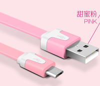 Kabel pengisi daya, kabel USB mikro 5pin 8pin datar 1M 2M sinkronisasi Data warna-warni tren grosir untuk printer komputer Samsung