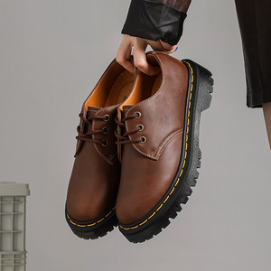 Scarpe Casual da Uomo Vintage con Suola Spessa in Pelle <span class=keywords><strong>Crazy</strong></span> Horse, Suola a Spugna, 3 Fori, Allacciatura Impermeabile - Product Image 2