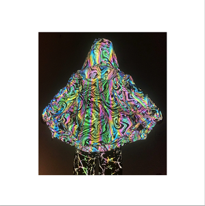 Hi Viz New rainbow Fashion Customize Warm Bomber Coat <strong>Men</strong> Outdoor Streetwear Zip Iridescent <strong>Reflective</strong> Hood <strong>Jacket</strong> for Winter - Product Image 1