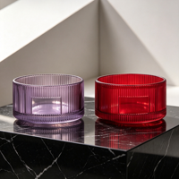 Porte-bougie en verre côtelé vertical, option violet et rouge pour la décoration de table à la maison, les mariages et les fêtes