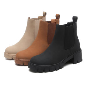 Botines Cortos de Mujer para Principios de Otoño 2024, Retro, a Media Pantorrilla, Tacón Bajo, Punta Cuadrada, Cuero Genuino, Hechos a Mano, Sencillos y Cómodos - Product Image 1